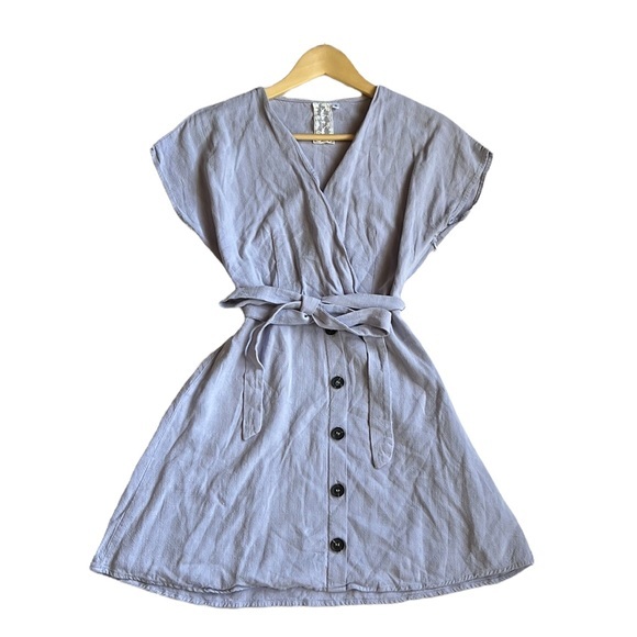 Sadie & Sage Women's Surplice Dress Color: Slate/Light Purple/Gray Size Small - Picture 5 of 11